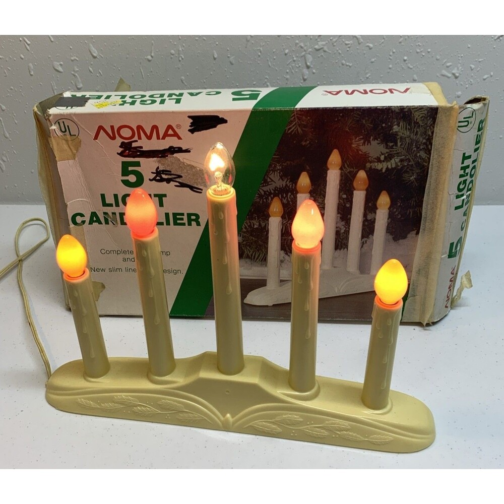 Vintage Noma Christmas 5 Light Candolier Candelabra Prop Box Window Lights